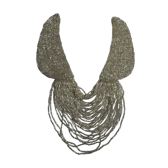 Handcrafted Beaded Bib Three-Quarter Necklace With Sequins for Fabric Applique - Picture 1 of 6